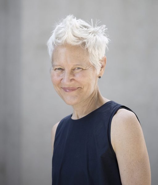 Ann Hamilton, artist. An image of a women in a blue tank top.