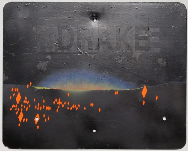 An image with a dark background, sunrise and orange diamonds